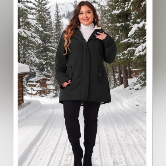 Agnes Orinda Plus Size Coat for Women Faux Fur Leather Button Down Long Sleeve - Picture 3 of 9